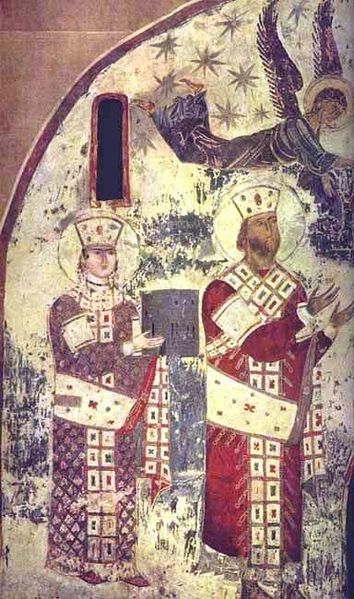 Тaмaра и ее отец Георгий III, церковь Дормишн в Вартазии